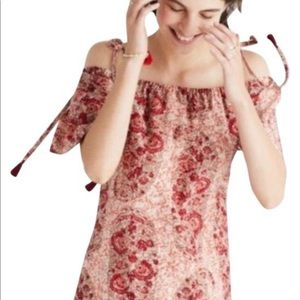 Madewell Silk Cold Shoulder Paisley Sun Dress